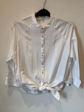 Tristan White Eyelet Tie-Front Blouse